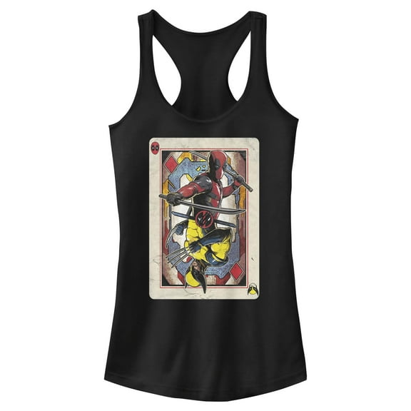 Junior's Marvel: Deadpool & Wolverine Playing Card Racerback Tank Top