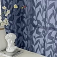 thumbnail image 3 of OVZME Leila Sheer Curtains 84 Inches Long 2 Panels Set, Light Filtering Solid 3D Leaves Textured Jacquard Window Curtains for Bedroom, Double Rod Pockets Window Drapes, Each 40Wx84L Inch Navy Blue, 3 of 6