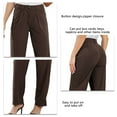 thumbnail image 4 of Pantalones Casuales, Pantalones Con Cierre De Cremallera Color Puro Transpirable Para Ir De Compras Y Citas Para Dama, 4 of 7