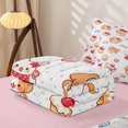 thumbnail image 5 of Manfei Sweet Bowknot Animal Zipper Queen Comforter Set with Fitted Sheet and 2 Pillowcases, Cherry Cake Pet Zipper Bedding Set, White Pink, Pink Reversible, 4pcs, 5 of 7
