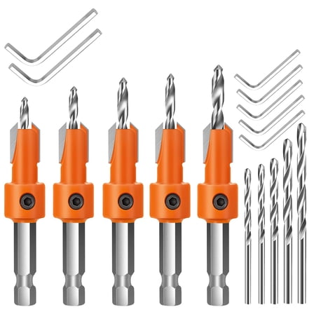Countersink Drill Bit Set, Woodworking Chamfer Adjustable Tools on Counter Sink Holes with 1/4inch Hex Shank