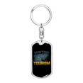 thumbnail image 1 of Hunting Tourism Deer Stainless Steel or 18k Gold Premium Swivel Dog Tag Keychain, 1 of 8
