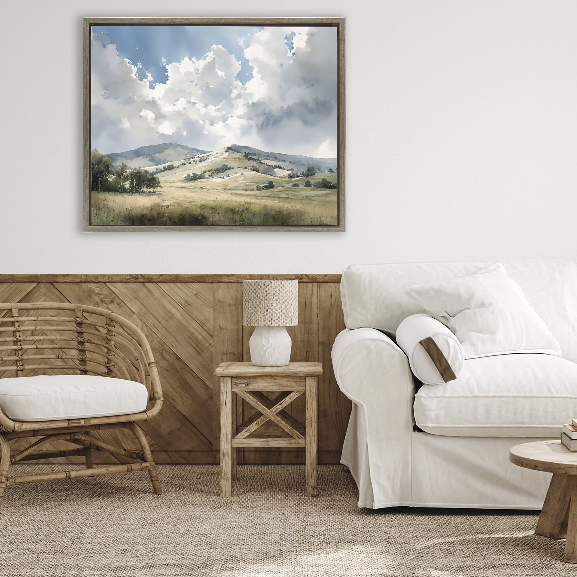 Stupell Industries Tranquil Hills Meadow Brown Framed Floater Canvas Wall Art, design by Franklyn Gregory