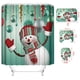 thumbnail image 5 of Juego de cortina de ducha con alfombrilla para el suelo, diseño de Papá Noel, muñeco de nieve, impresión digital, dibujos animados, impermeable, poliéster, juego de cuatro piezas para baño, 5 of 5