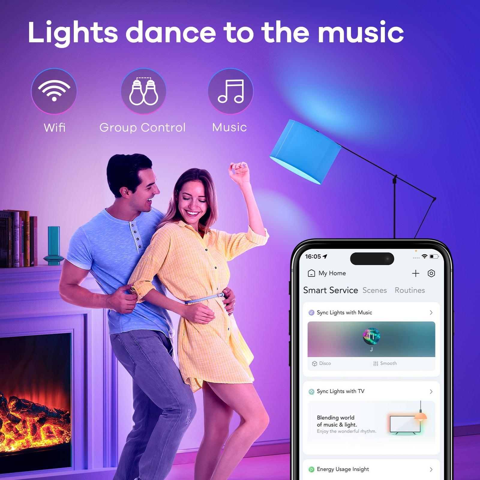 Smart Light Bulbs, Linkind Matter Wifi Color Changing LED Light Bulbs, 11W (75Watt Eqv), 1100LM A19 E26 RGB Dimmable Smart Bulbs Work with Alexa, Google Home, Smartthings, Music Sync, 4 Pack