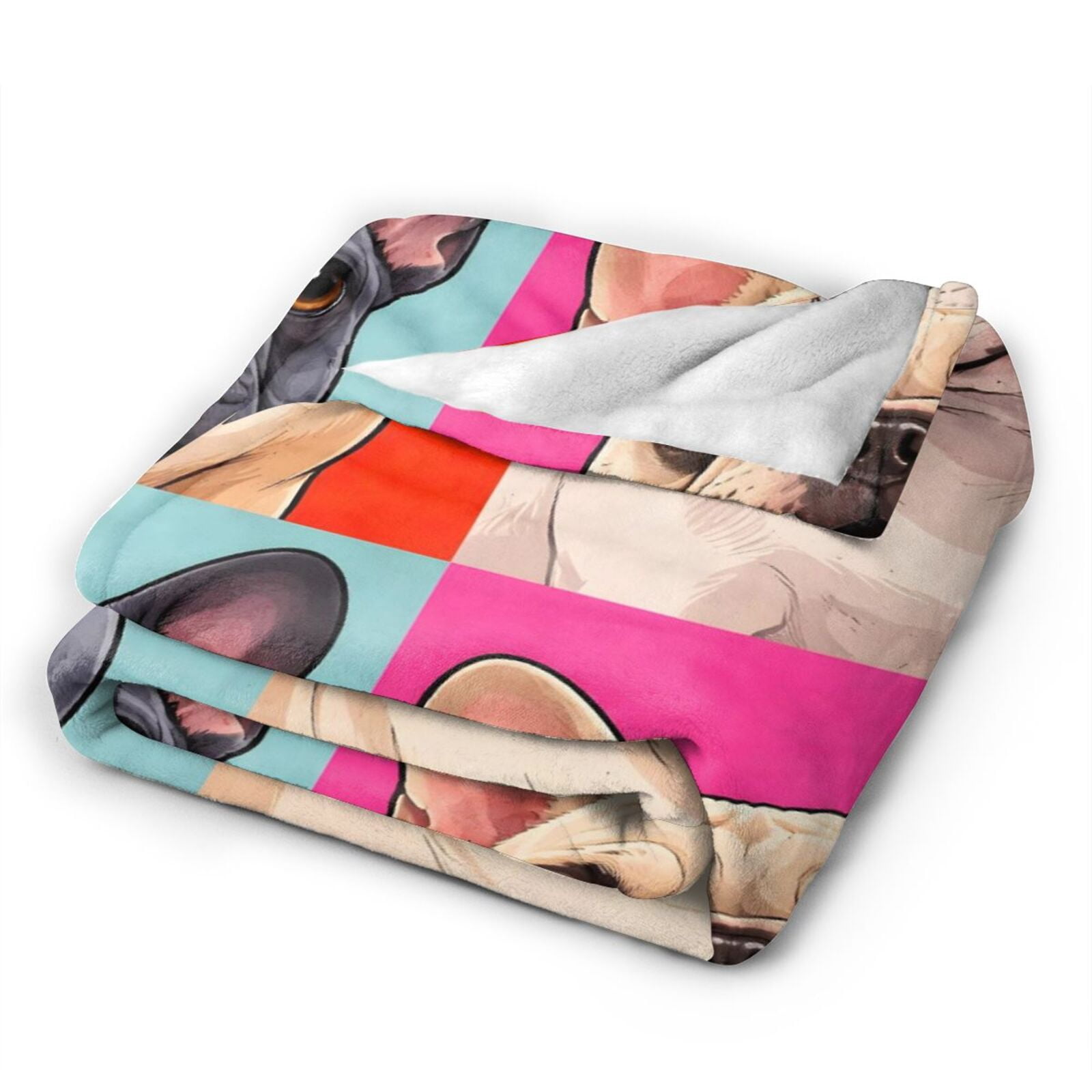 French Bulldog Pop Blanket, Dog Lover Birthday Gift Soft Cozy Plush Flannel Blanket for Sofa Couch Bed Living Room Decor 50x40
