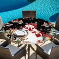 thumbnail image 6 of Black Christmas Round Tablecloth, Fitted Table Cover with Elastic for 45"-54" Round Tables, Red Snowman Xmas Tree Snowflake Winter Table Cloth Outdoor Indoor Dinning Party Waterproof Tablecloths, 6 of 7