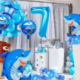 thumbnail image 3 of Set de globos Woizoeiy, 40 cm, 7 números, con forma de tiburón azul, para fiesta, 3 of 8