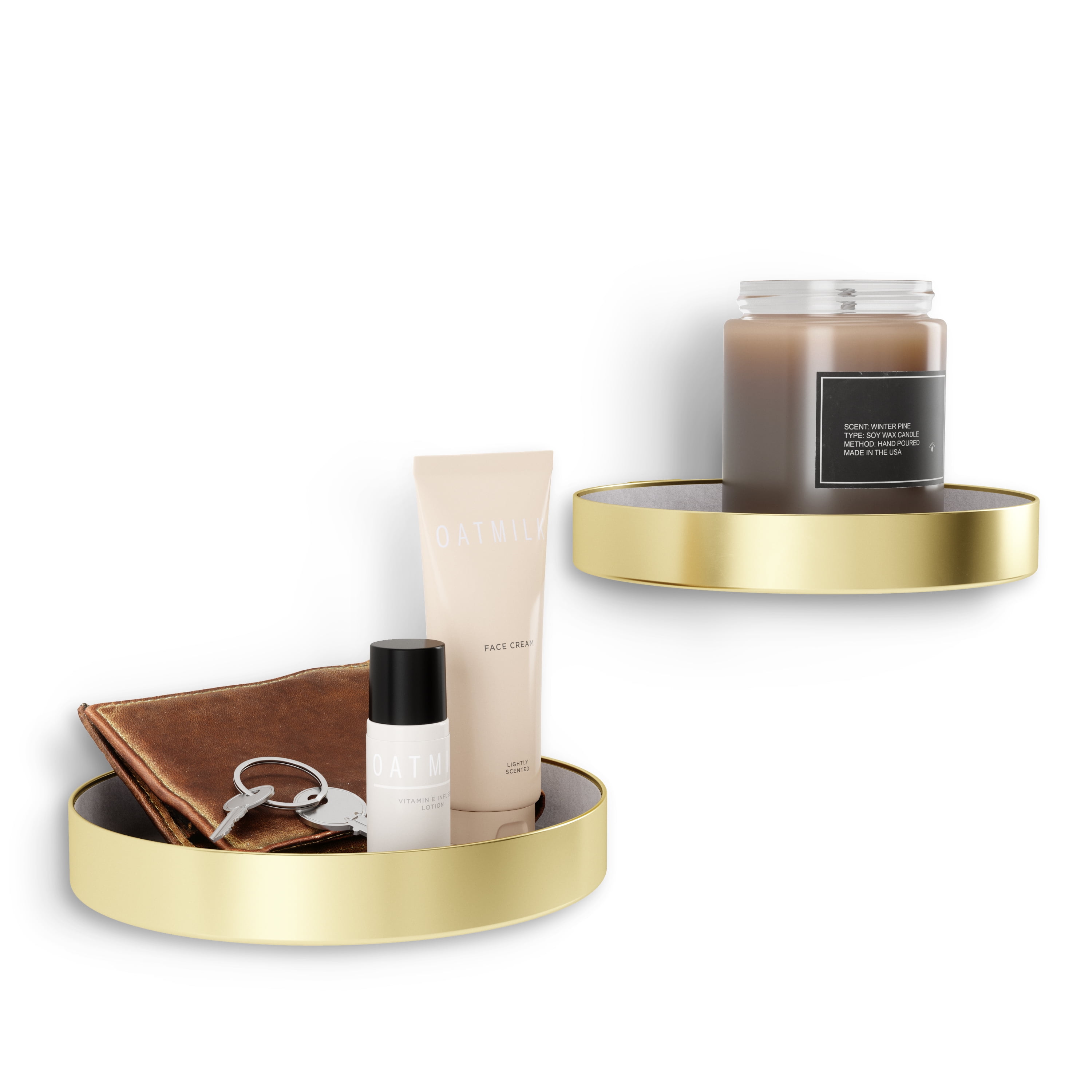 Umbra Perch 2 Set Metal Finish Decorative Wall Shelves Brass