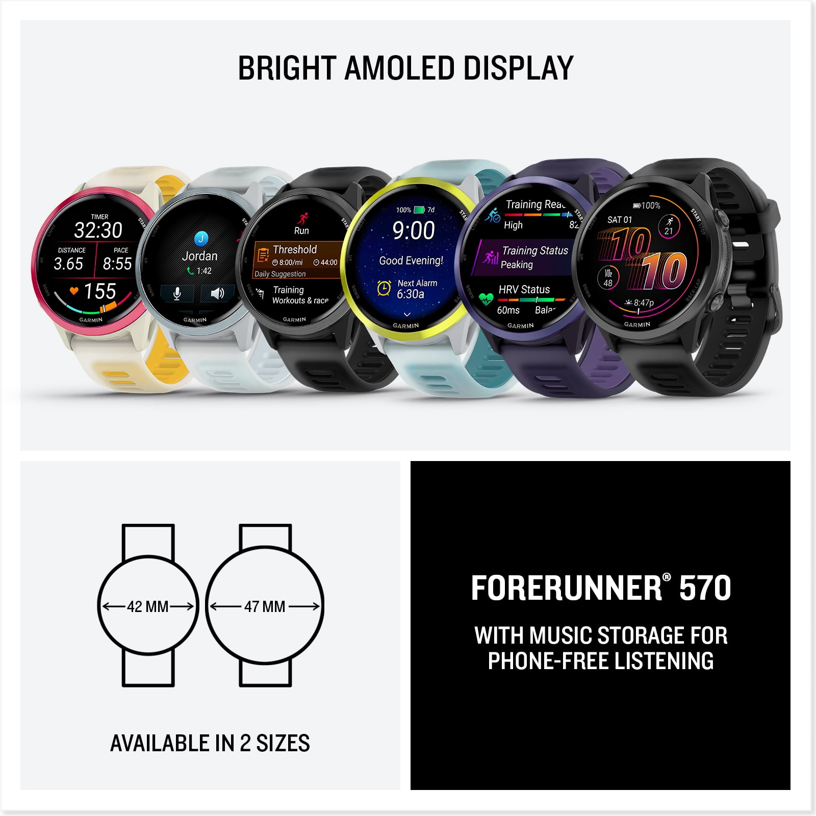 Garmin Forerunner 570 (47mm - Purple/Indigo) Running GPS Smartwatch Bundle with PlayBetter Portable Charger & HD Screen Protectors