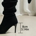thumbnail image 6 of Women's Mid-Calf Boots Slim Pleated Knee Length Solid Plus Heel Fashion Boots for Autumn Wear, 6 of 9