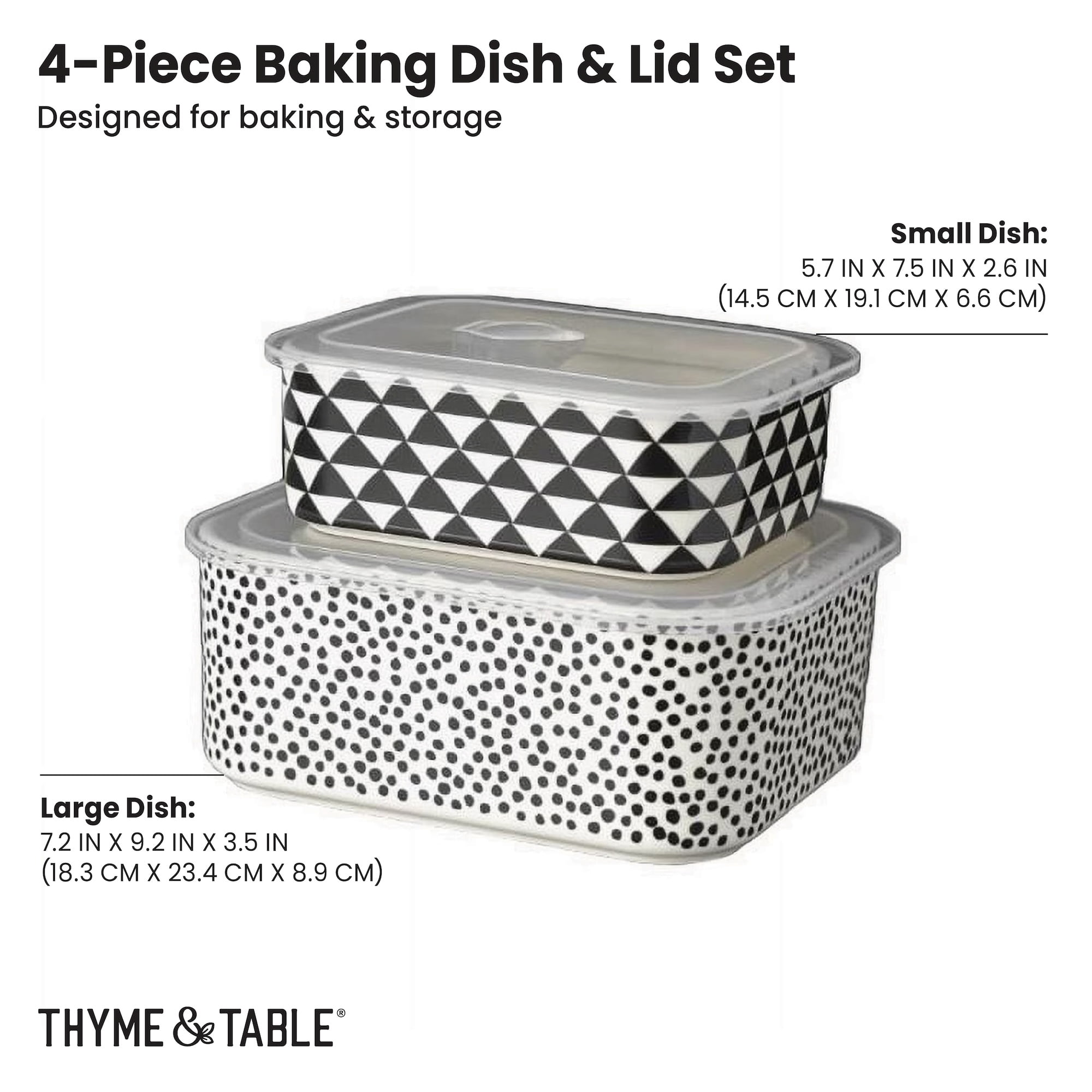 Thyme & Table 4-Piece Rectangular Ceramic Baking Dish and Lid Set
