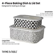 Thyme & Table 4-Piece Rectangle Ceramic Baking Dish & Lid Set - Dot