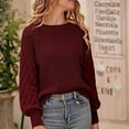 thumbnail image 5 of Byworldtasic Womens Sweaters Pullover Sweaters for Women Casual Loose Long Sleeve Mock Neck Ribbed Jumper Sweaters Chunky Knit Baggy Fall Striped Sweater Top Wine, 5 of 7