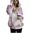 thumbnail image 5 of fartey Sherpa Sweatshirt for Women Print Fleece Quarter Zip Pullover Hoodies Long Sleeve Fuzzy Tie Dye Hooded Sweatshirt with Pockets, 5 of 7