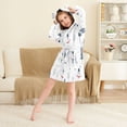 thumbnail image 3 of FORMRS Niños Bathrobe Unisex Hooded Robe Soft Plush Pajamas Sleepwear, Size 7-9T, Blue Cartoon Snowmen, 3 of 7