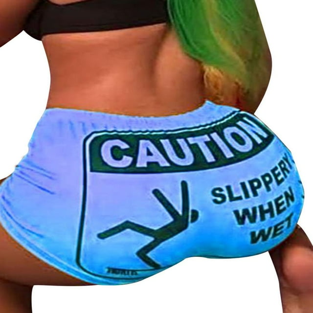Short pour Femmes à Taille Haute avec Imprimé de Lettres, Élastique, Style Hip-Hop
