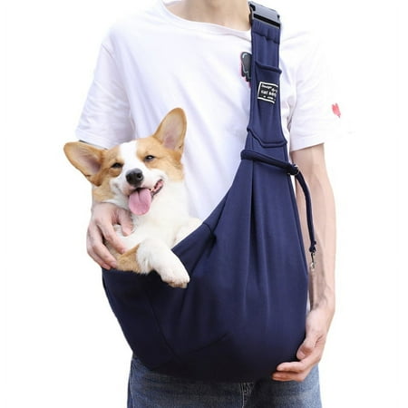 Folding Dog Backpack Breathable Pet Outgoing Bag Pet Bag Shoulder Crossbody Cat Bag navy blue