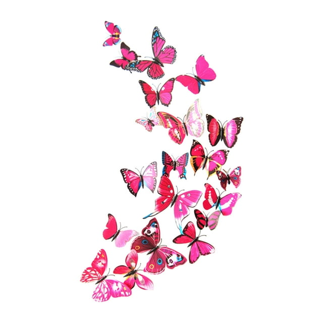 TechWave 24PC 3D Art Wall Stickers Home DIY For Wedding Party Butterflies Fridge Sticker Beautiful Sticker 24PC Things to Put on The Wall Wall Decorations for Bed Rooms Cute Girl Stuff for Room