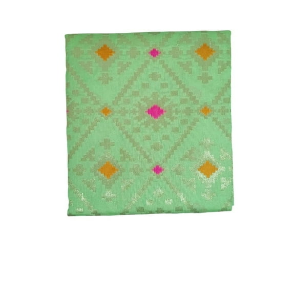 AlchemicLiving Beautiful Floral Cotton Silk Bandhej Banarasi Dupata/Chunni for Women and Girl in Pista Green Color Size: 1M x 2.25M)