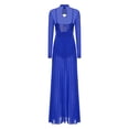 thumbnail image 4 of Hansber Lyrical Dance Dress for Women Modern Contemporary Dancewear Sequins Mesh Tulle Maxi Skirt Leotard Navy Blue XL, 4 of 7