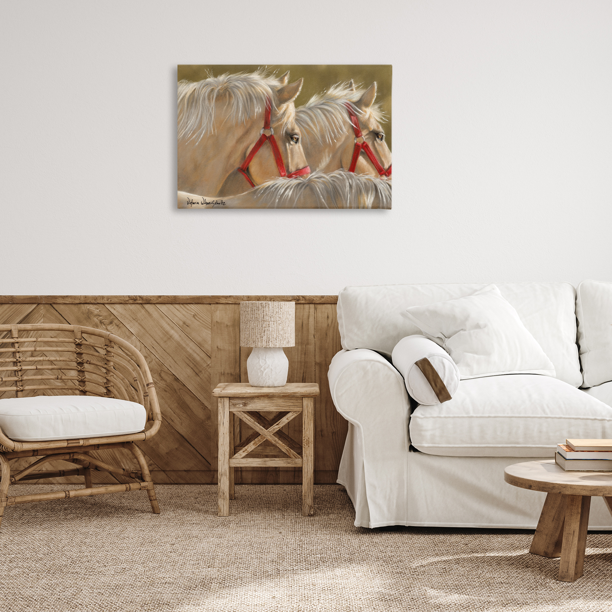 Stupell Industries Horses with Red Bridles Animals & Insects Painting Gallery Wrapped Canvas Art Print Wall Art, 30 x 20