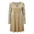thumbnail image 7 of XIYON Womens Dresses Casual Fashion Solid Color Collar Long Sleeve Sequin Party Elegant Daily Wear Lady Tunic Travel Vacation Outfits, 7 of 7