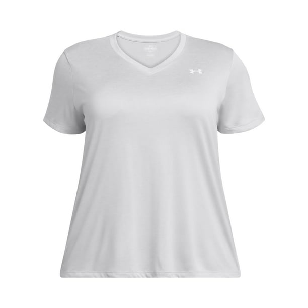 Camiseta Under Armour Tech Twist con cuello en V para mujer, 1 x halo gris