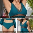 thumbnail image 6 of JYLFC One Piece Swim Dress for Women Mesh Sheer V-neck Slimming Swimsuit Full Coverage Modest Swimwear with Skirt, Teal XL, 6 of 8