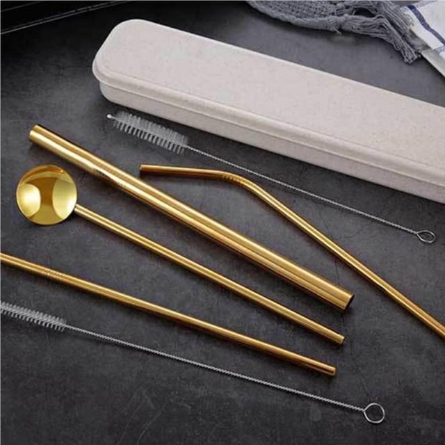 Matsuzay Stainless Steel Straws Set Washable Reusable Outdoor Dining Indoor Tableware Home Travel Restaurant Kitchen Hiking Almacenamiento y organización del hogar Numero 5 Matsuzay HA041732-05