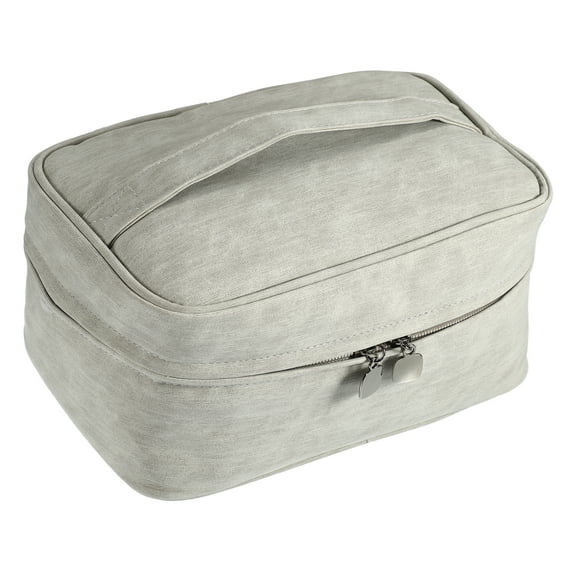 Unique Bargains 1 Set Cosmetic Bag Travel Makeup Bag Cosmetic Organizer Storage Bag for Women Gray 9.45"x6.10"x4.33"