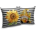 thumbnail image 2 of Set of 2 Spring Summer Sunflowers Floral Pillow Covers Gnome with Sweet Honey Cushion Case for Living Room Indoor Outdoor Decor Flowers and Bumble Bee Pillow Case 20x20, 2 of 6