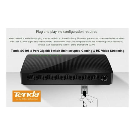 UPC: 0885397270713 | Tenda 8-Port Unmanaged Gigabit Ethernet Switch  Ethernet Splitter(SG108)