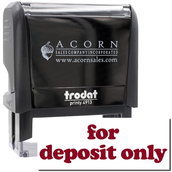 Large Self-Inking Lowercase For Deposit Only Stamp, Trodat Printy 4913, Press and Print Stamping, Impression Size 7/8" x 2-1/4", Up to 10,000 Impressions - Burgundy Ink