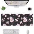 thumbnail image 3 of Floral Gaming Mouse Pad 31.5×11.8 Inch XL Pink Peony Black Background Extended Large Mouse Pad Non-Slip Rubber Base Laptop Desk Pad Computer Keyboard Mouse Mat Home Office Decor Accessories, 3 of 6