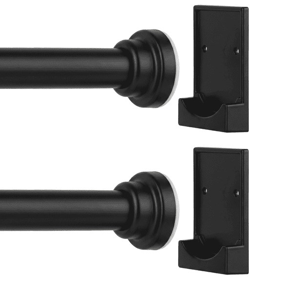 MIBOTE Shower Curtain Rods 32-85 Inch,Adjustable Curtain Rod with Holders for Windows,Anti-Slip,Curtain Rods No Drilling,Modern Design,Black