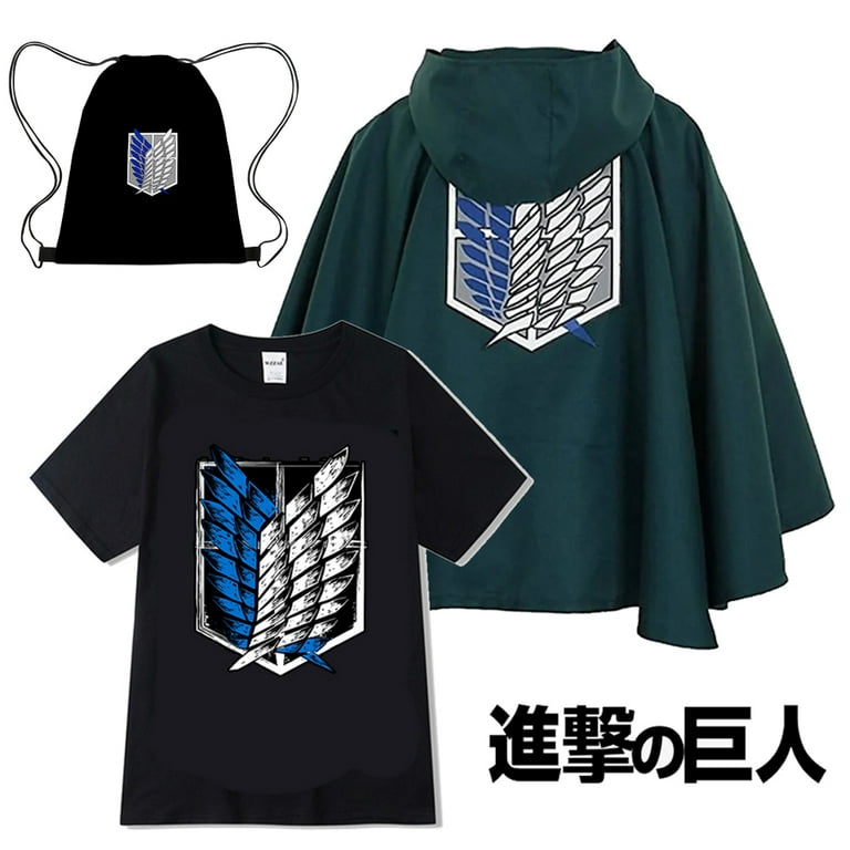  Anime Shingeki No Kyojin Cloak Cosplay cloak cloak Cloth  Green，Attach a badge keychain (L, Green) : Clothing, Shoes & Jewelry