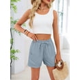 thumbnail image 5 of Women'S Shorts Casual Summer Shorts High Waisted Comfy Pull on Shorts with Pockets Blue M, 5 of 9
