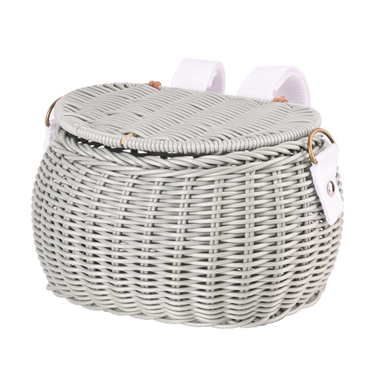 UNTERING Bicycles Wicker Basket Front Handlebars Basket with Belt and Lid Wovens Bikes Basket for Kids Bikes, Scooter