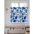 thumbnail image 2 of Blue Flowers Bathroom Window Curtain, Spring Watercolor Leaves Floral Plants Light Filtering Coffee Kitchen Curtains, Bedroom Living Room Curtains 2 Panel 84"x45", 2 of 6