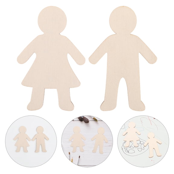 Raindrops 20pcs DIY Graffiti Toys Unfinished Wood Cutouts Blank Wooden People for Crafts Handicrafts Ornament Making Kit for Kids Home Decor Creative for Crafting