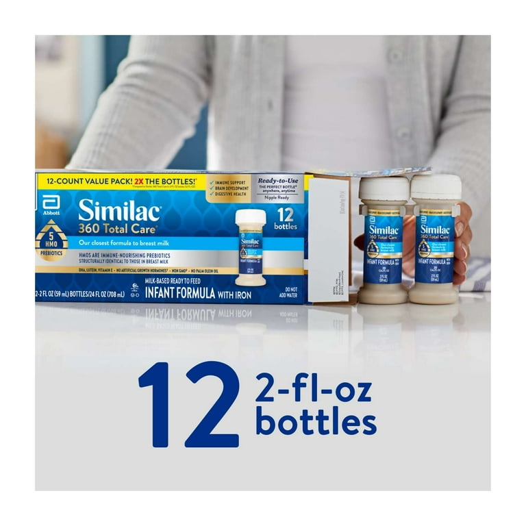 Similac Baby Formula Ready-to-Feed fl oz 12 Bottles with HMOs