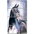 thumbnail image 2 of Cheval Noir avec Bride - Impression sur Toile Abstraite, 2 of 3