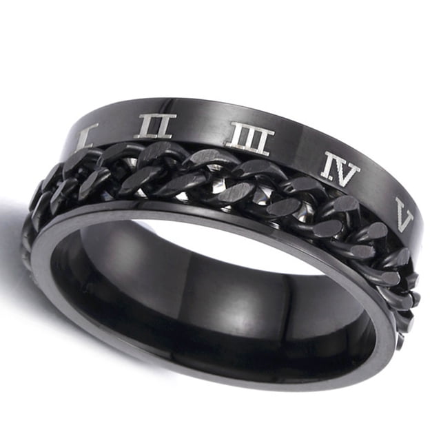 Anillo de cadena giratorio de acero de titanio, anillo de cadena giratorio de descompresión elegante y de moda para hombres