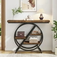thumbnail image 4 of Tribesigns Console Table, 39.4-Inch Entryway Table with Thickened Tabletop, 4- Tier Industrial Narrow Hallway Sofa Table with Geometric Metal Frame for Living Room, Entryway, 4 of 7