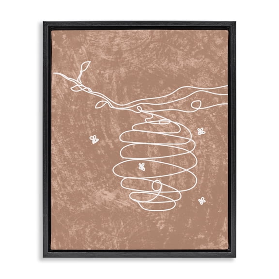 Stupell Industries Contemporary Beehive Line Doodle Black Floating Frame Canvas Art, 17 x 21, by Lil' Rue