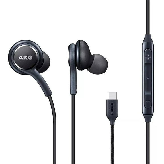 AKG TYPE-C Earphones for Galaxy S20 / S20 / S20 Ultra - Headphones USB-C Earbuds w Mic Headset Black Handsfree Earpieces for Samsung Galaxy USB-C Cellphones S20, S21, S22, S23 models, Black