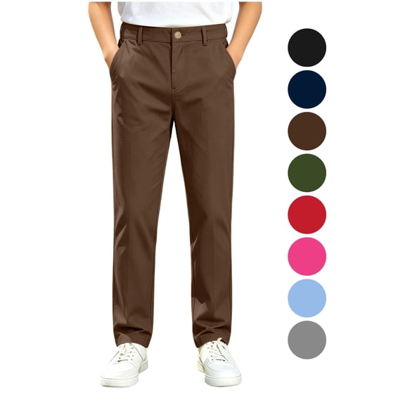 Kids School Uniform Pants Boys's Straight Chino Pants Classic Flat Front 5-15Y Solid Color Button Zip Trousers with Pockets Back to School Casual Daily Wear Kids Pants
