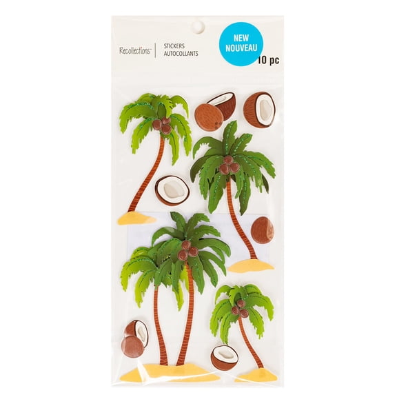 Recollections Palm Tree Dimensional Stickers, 12 Pack