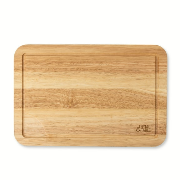 Thyme & Table Large 12" x18" Rubberwood Cutting Board with Shaped Anti-Slip Grips